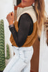 Colorblock Sherpa Half Zip Stand Neck Vest